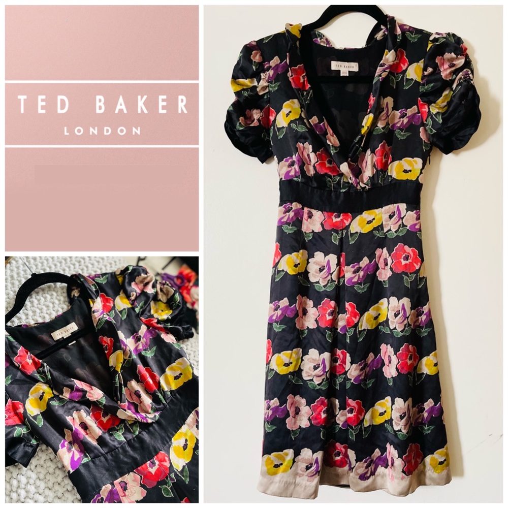 Ted Baker Black Kimono Silk Empire Waist Casual Dress✨